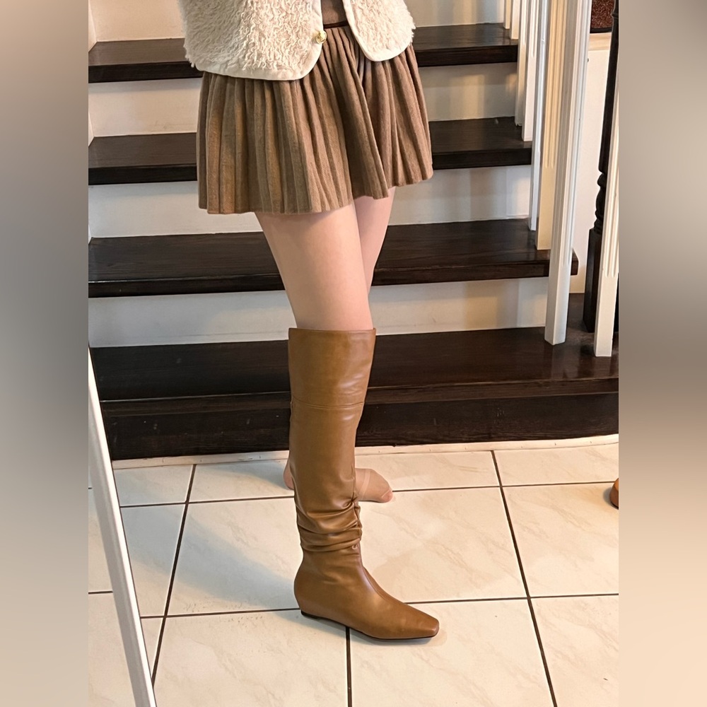 🌟 Elevator Brown Leather Knee-High Boots
